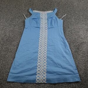 Lilly Pulitzer Dress Womens 12 Blue White Sleeveless Shift Tank Preppy Lined